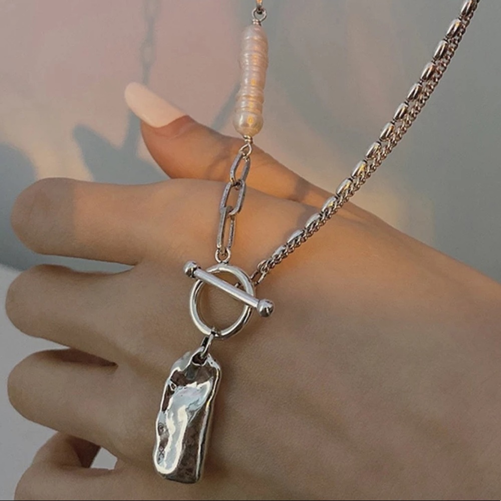 NEW 925 STERLING SILVER IRREGULAR PEAR NECKLACE, NICE NECKLACE, CUTE NECKLACE